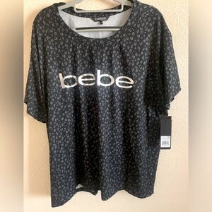 NWT Bebe Sport Black Leopard Top